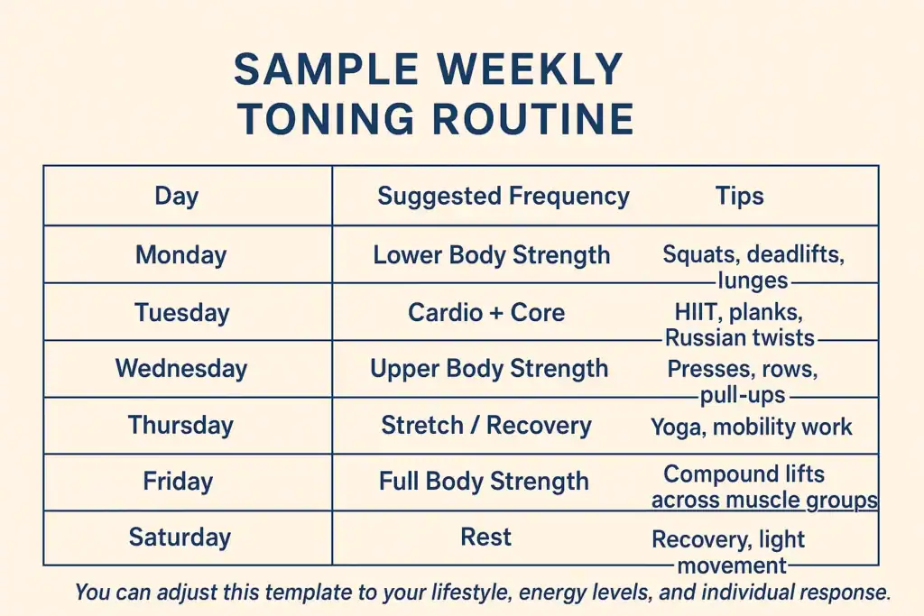 Achieving the Perfect Tone: How Often Should You Exercise for Results? 4 Weekly exercise Woking plan graphic