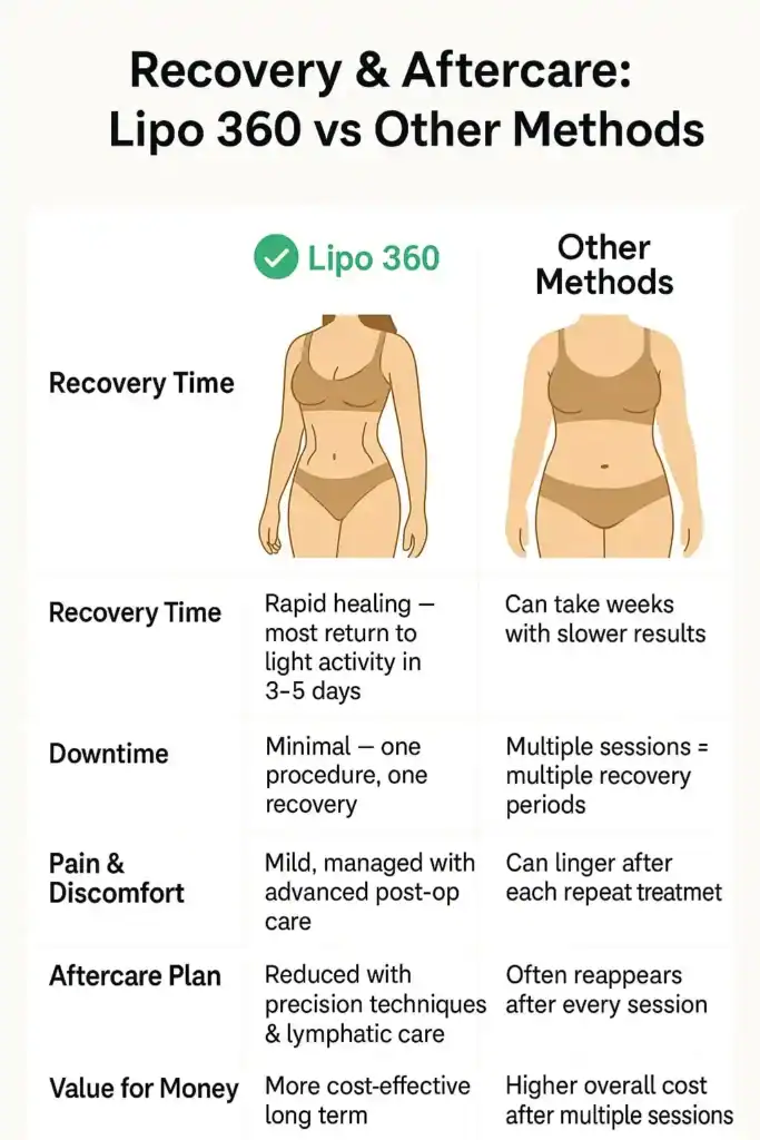 Recovery and Aftercare for Fat-Dissolving Surgery 2 Table to show fat dissolving injection aftercare Woking