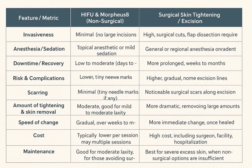 The Science of Skin Tightening 2 Table of skin tightening Woking benefits compared to surgical options